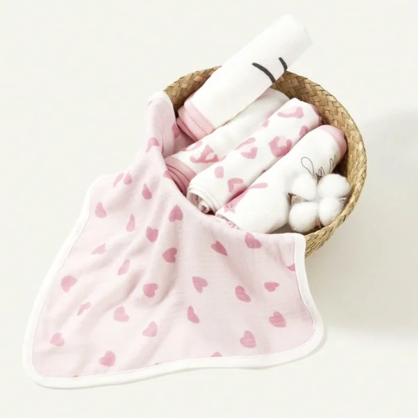 Set de 5 Piezas de toallitas con patrones rosados